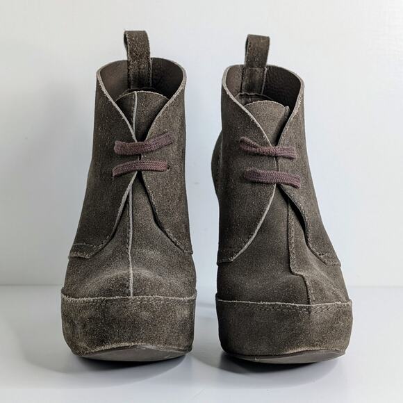 Pedro Garcia Brown Suede Platform Ankle Boots Lace Up Heels 39.5 Fall Boho Chic - Picture 4 of 15